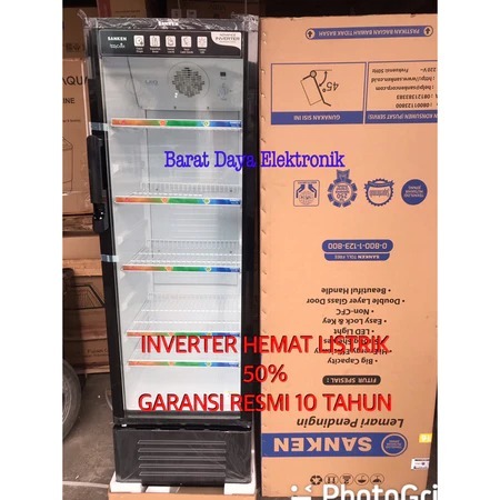 Showcase Sanken  Inverter 220L SRS-288V-BK 5 Rak 220 Liter /SRS 288 VBK Pendingin Minuman Inverter H