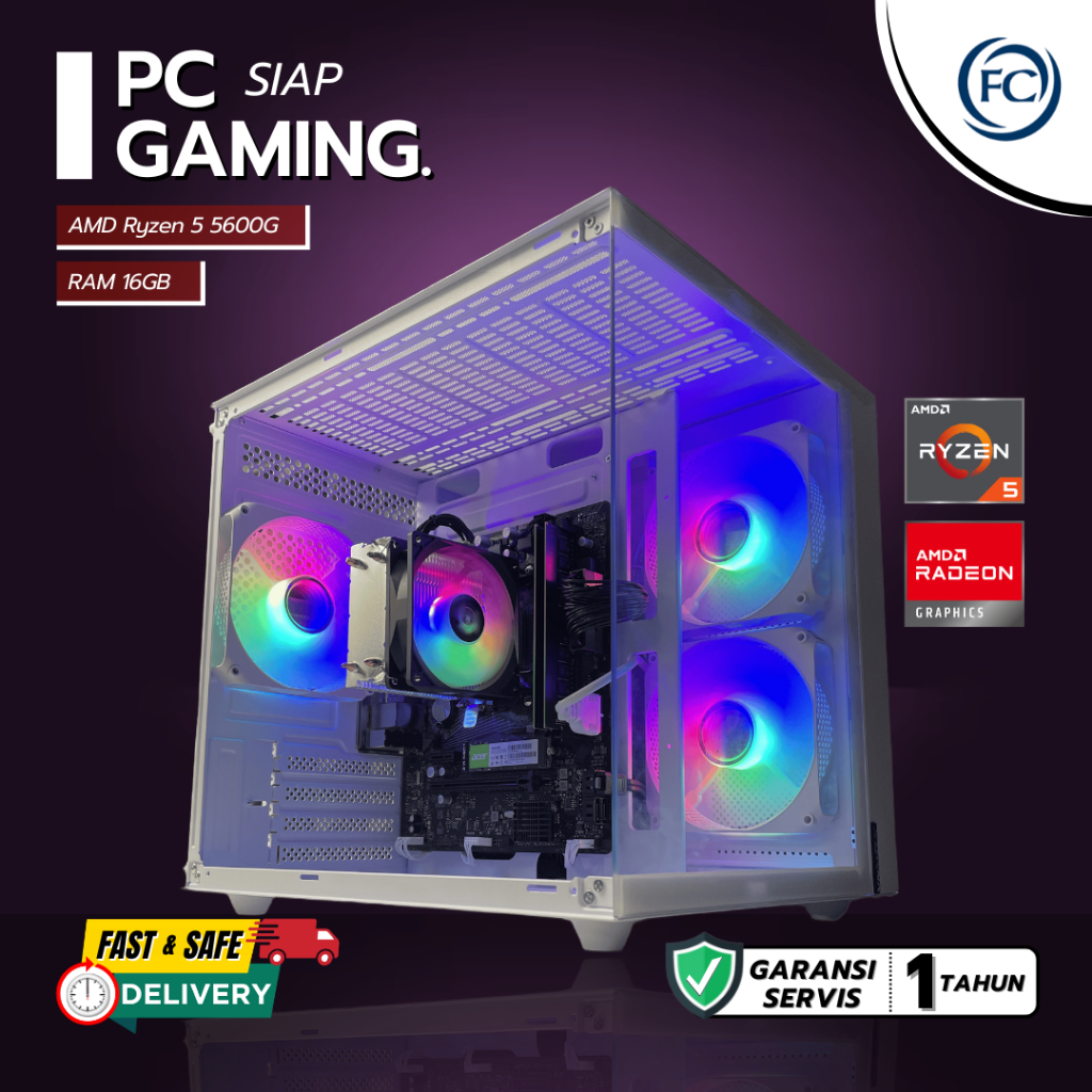 PC GAMING & DESIGN RYZEN 5 5600G 16GB RAM FULLSET SIAP PAKAI