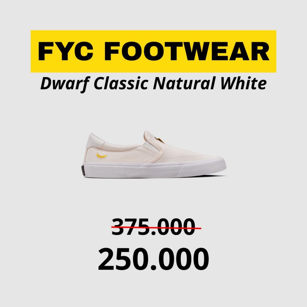 FYC FOOTWEAR - DWARF CLASSIC NATURAL WHITE | SEPATU PRIA | SEPATU VULCANIZED SLIP ON