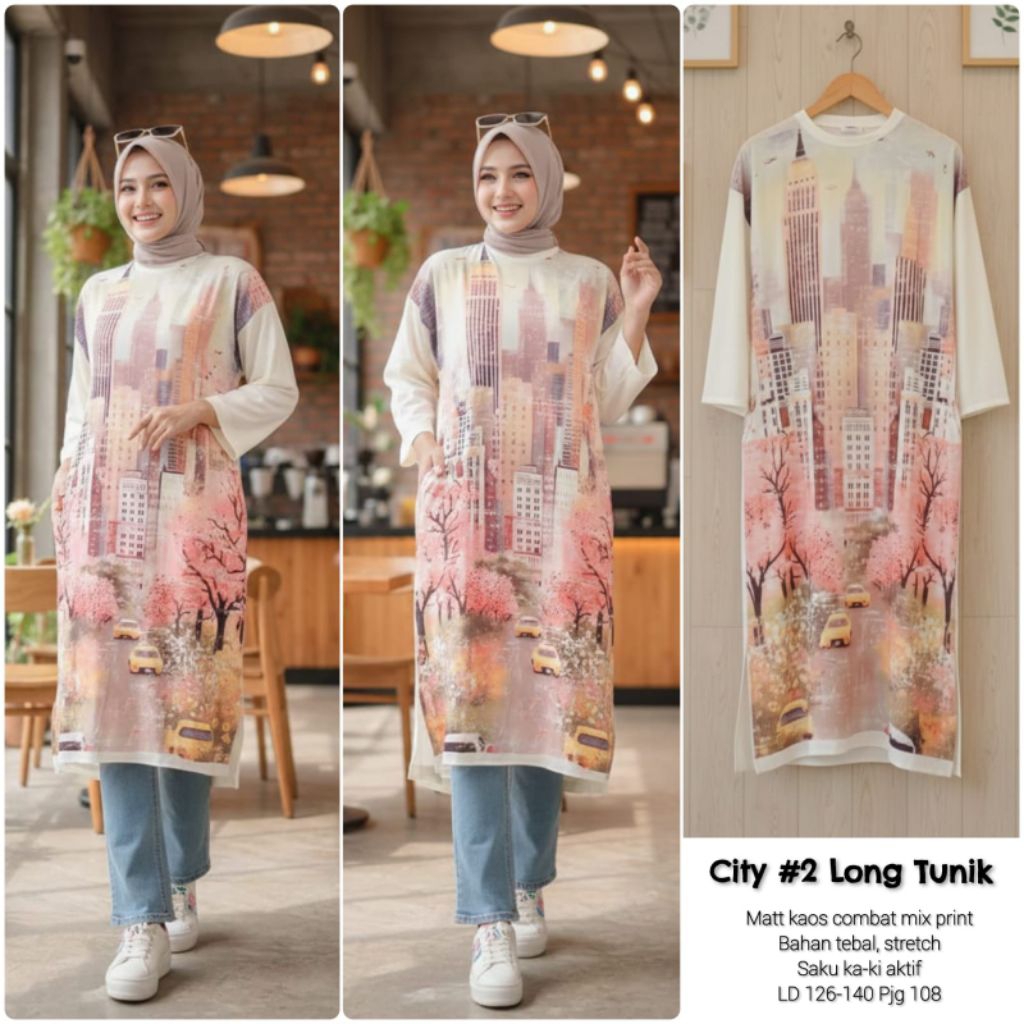 CITY #2 LONG TUNIK | Tunik Kaos | | Tunik Import | | Long Tunik Wanita | | Kaos Oversize |