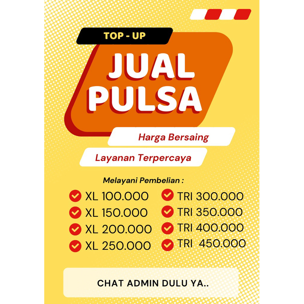 TOP UP SALDO/PULSA all operator XL,telkomsel