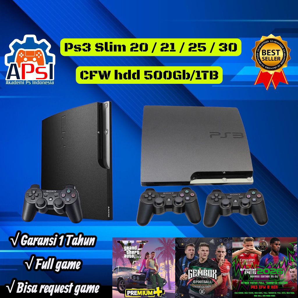 Ps3 slim cfw 2000/2500/3000 500gb fullgame