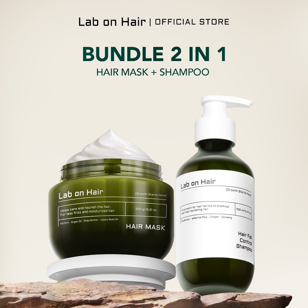 Lab On Hair Bundle Shampoo + Hair Mask - Paket Shampoo dan Hair Mask Masker Rambut Untuk Rambut Lemb