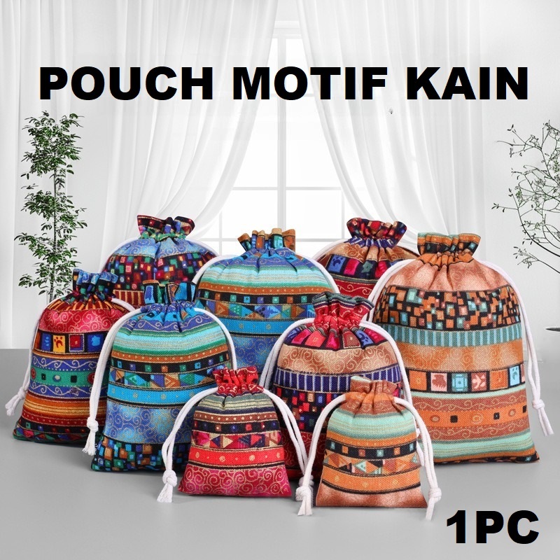 POUCH TALI SERUT KAIN MOTIF HARGA/PC