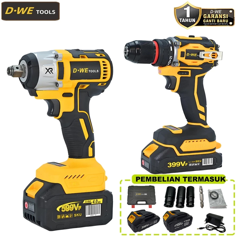 Cordless Impact Wrench Brushless impact baterai wrench Bor Listrik Mesin Bor Baterai Tangan Cordless