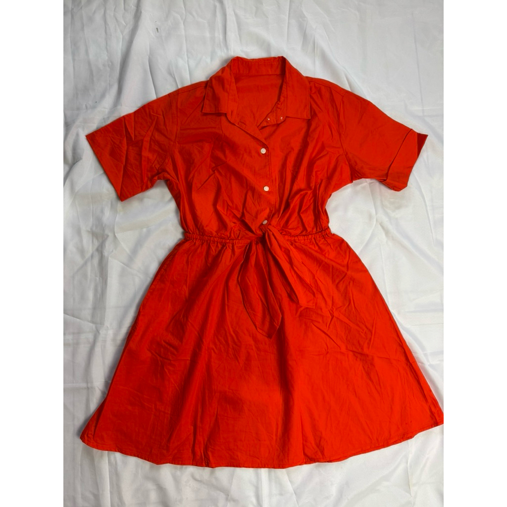 GAP Tie Front Mini Shirt Dress - Dress Gap Kerah Kemeja Ikat Depan - Dress Branded Original Sisa Eks