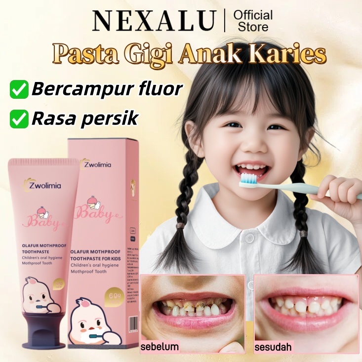 NEXALU Pasta Gigi Anak Untuk Gigi Karies Pasta Gigi Bayi Odol Anak 2 Tahun Bisa Ditelan Pasta Gigi A