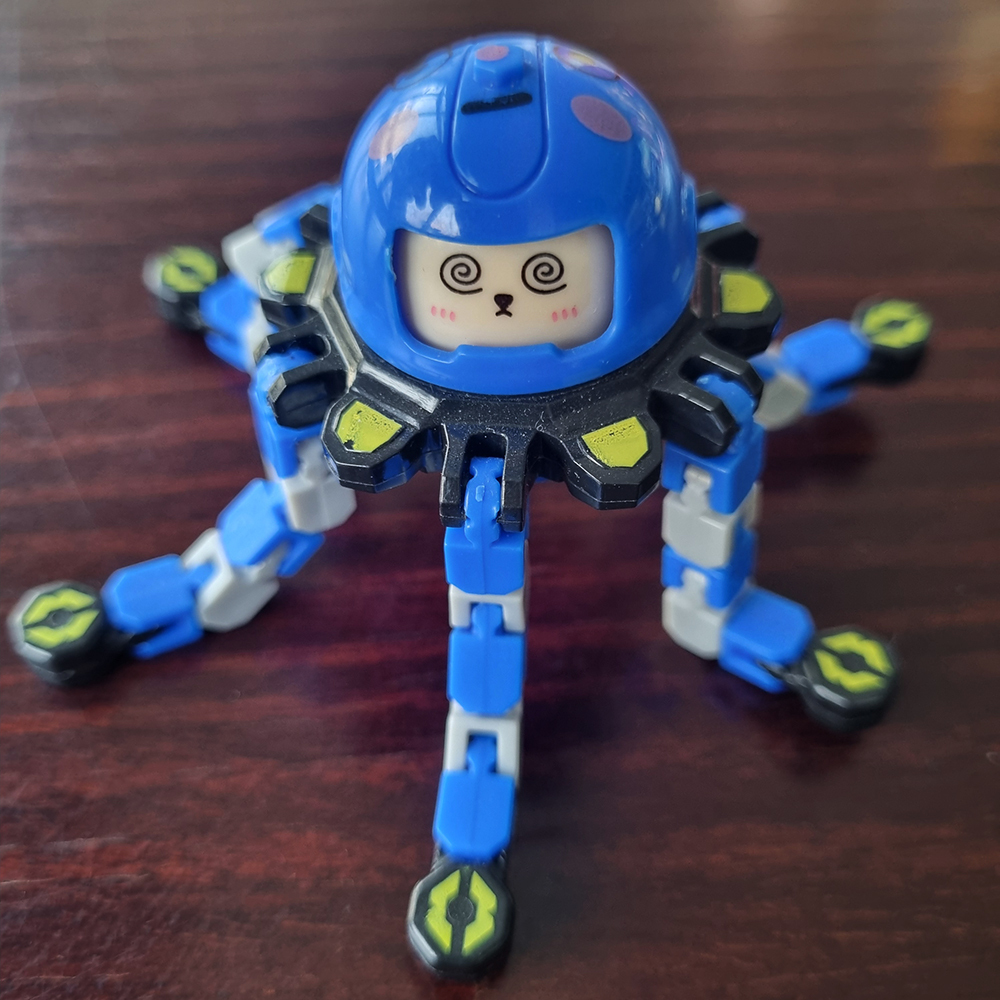 PRELOVED MAINAN ANAK FIDGET SPINNER TRANSFORMABLE MODEL ROBOT OCTOPUS WARNA BIRU