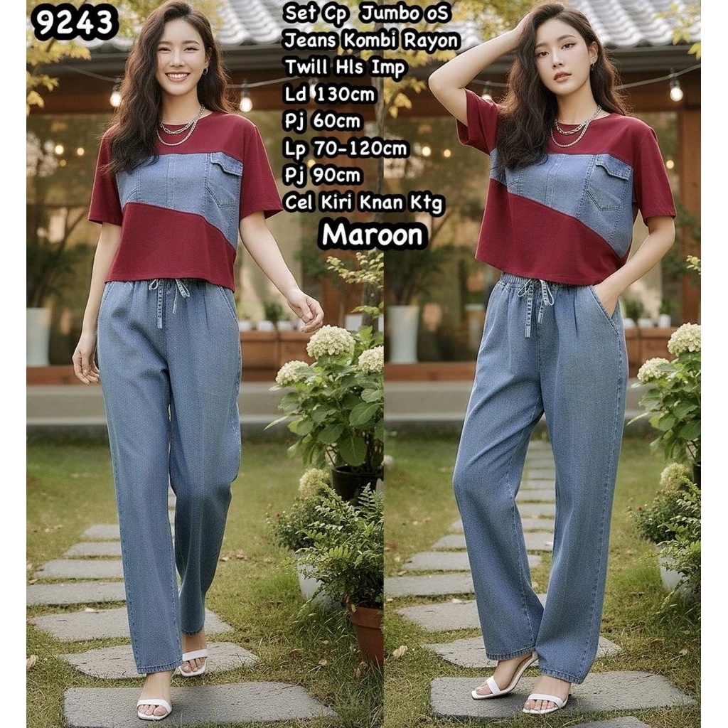 9243 Set CP Jeans Kombi Rayon Twill 220.000