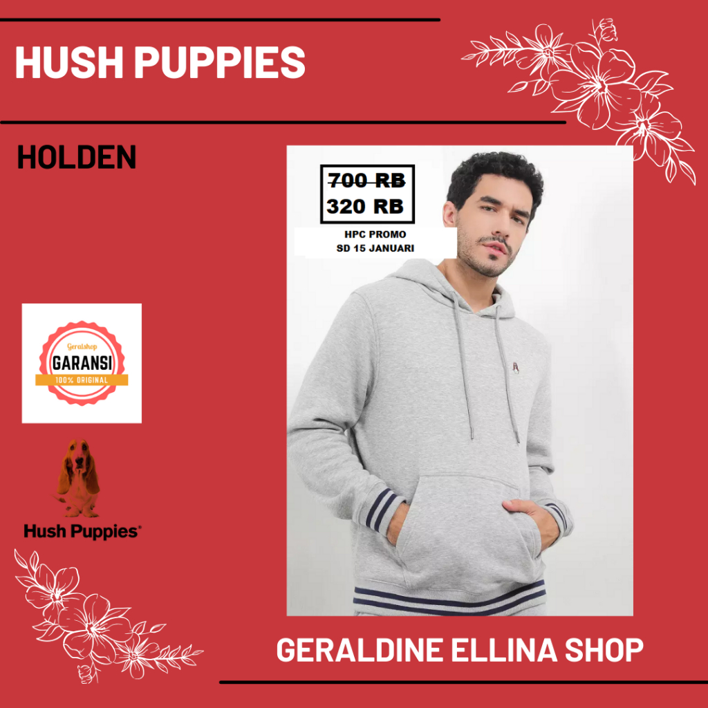 Baju pria hoodie Hush Puppies best seller original store seri HOLDEN
