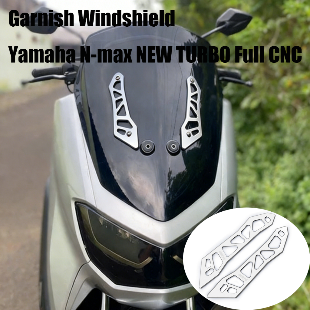 Braket Windshield NMAX V2 Full CNC / GARNISH WINDSHIELD ADV 150 Silver ARM /  Braket Kaca Depan Moto