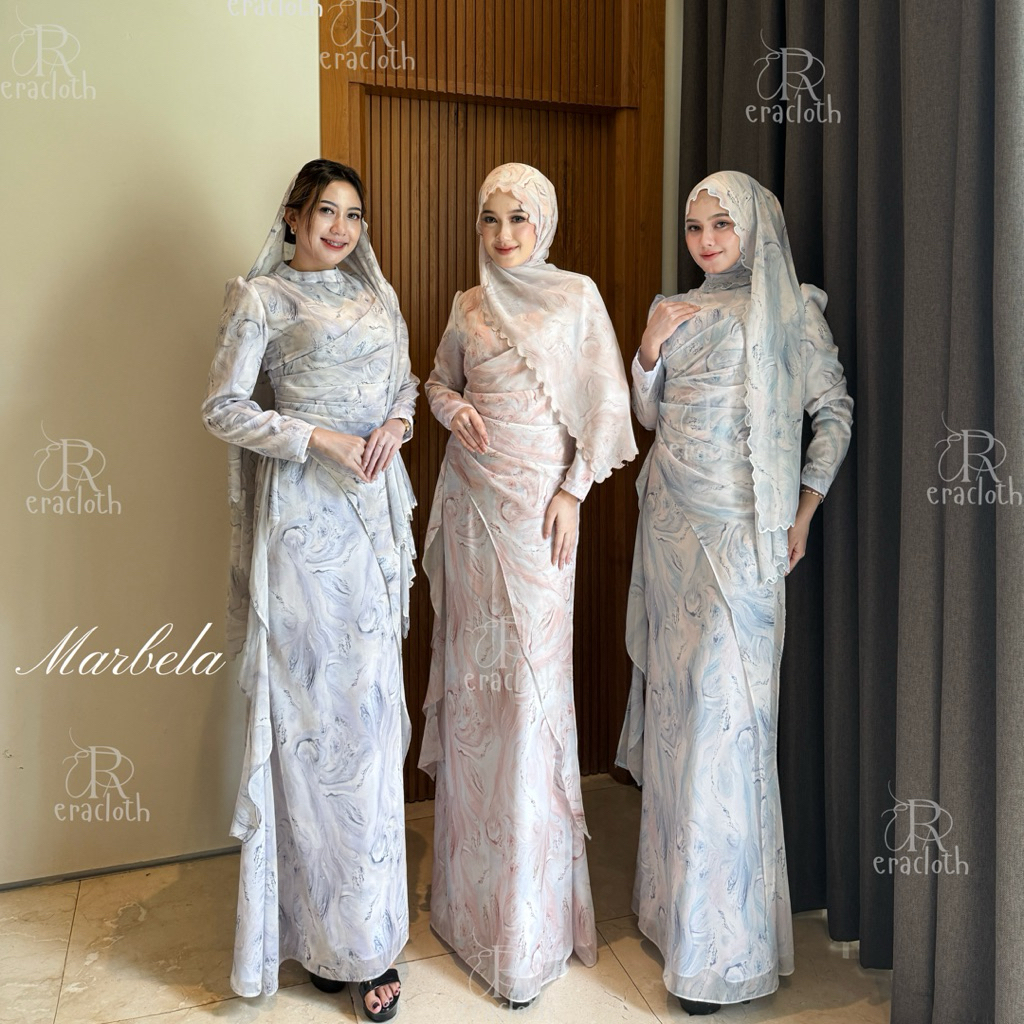 Marbela Dress Ceruty Duyung Wanita Lebaran Berfuring Anggun
