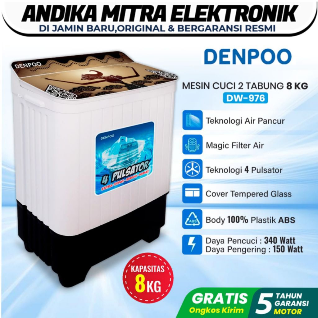 Denpoo Mesin Cuci DW 976  (8 KG)