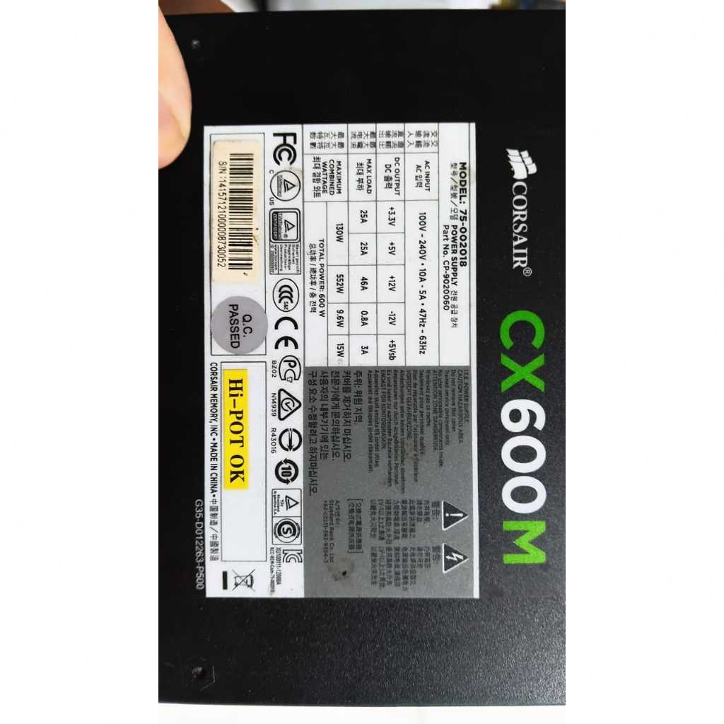Corsair CX600 600 watt 80 Plus PSU Pure Power Supply