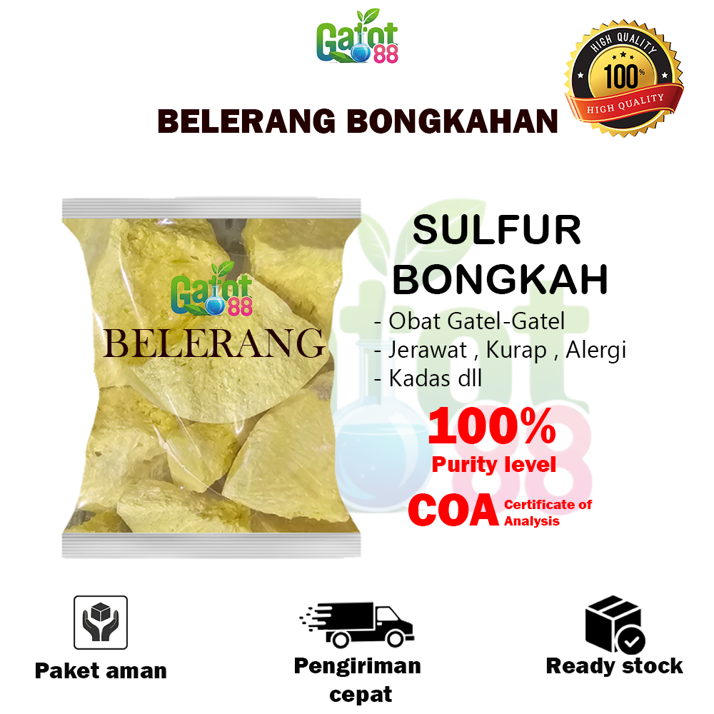 Belerang Bongkahan 100gram / Belerang Sulfur / Sulfur Bongkahan / Belerang 99.8% /Bongkahan Murah