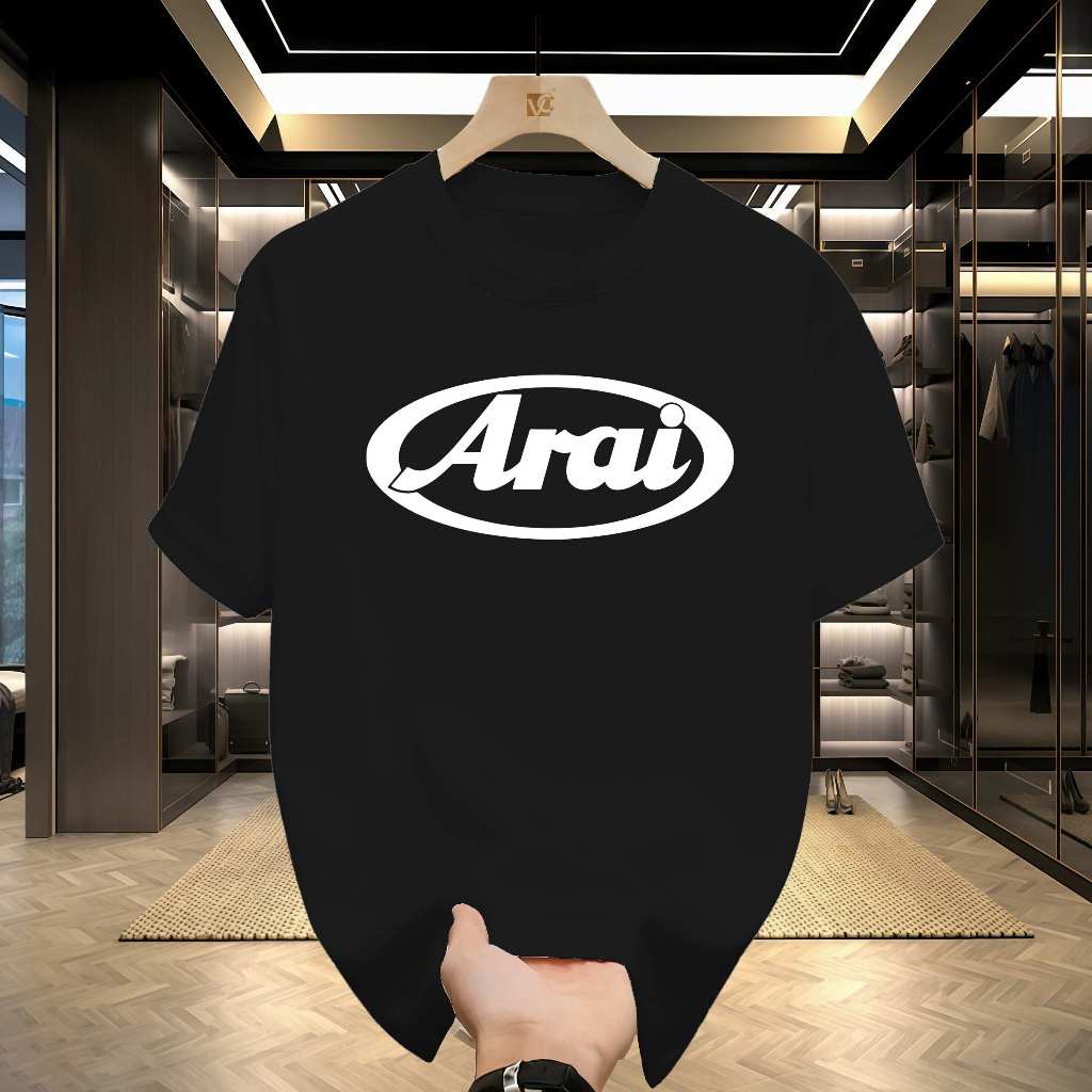 Kaos Baru Logo helm Arai Kaus olahraga hitam putih kasual abu-abu Biru Tua Ukuran