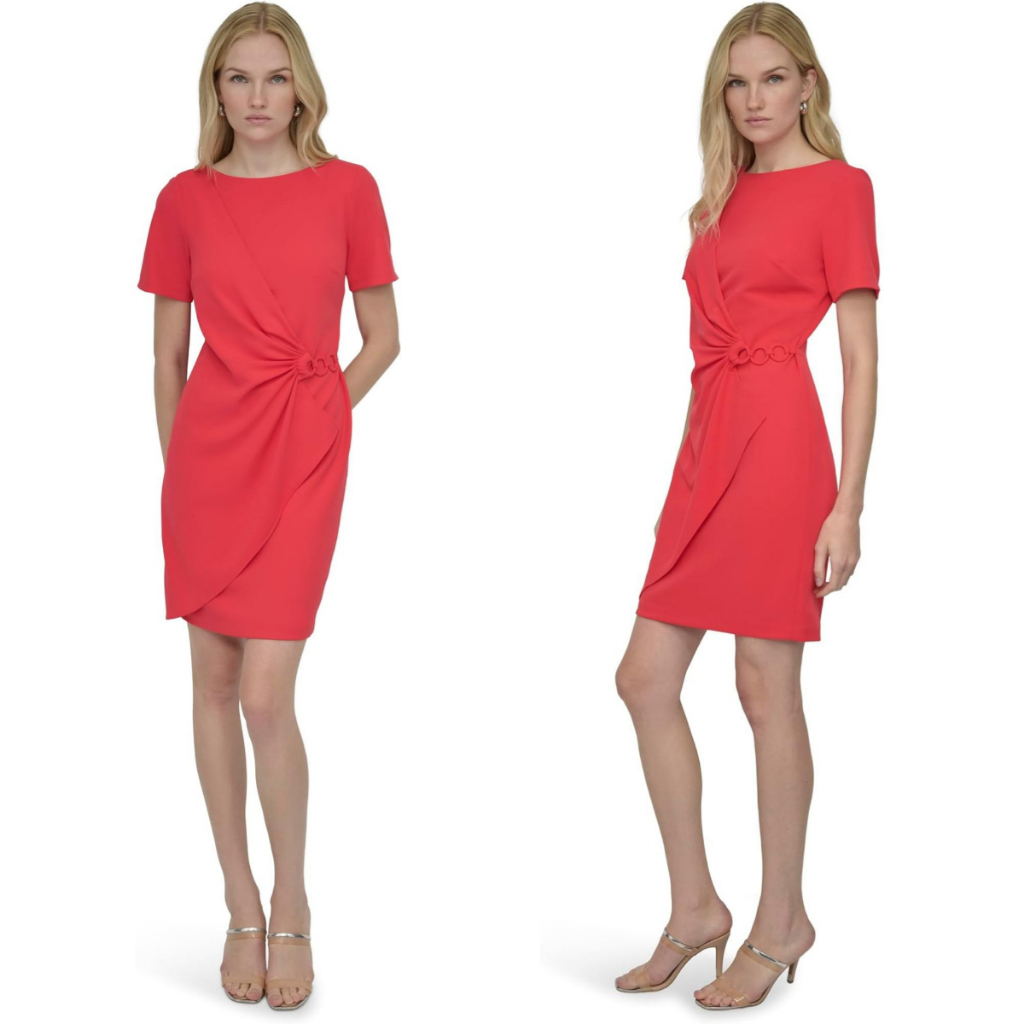 Dress Wanita DKNY Short Sleeve Jewel Neck Sheath Mini Dress Dress