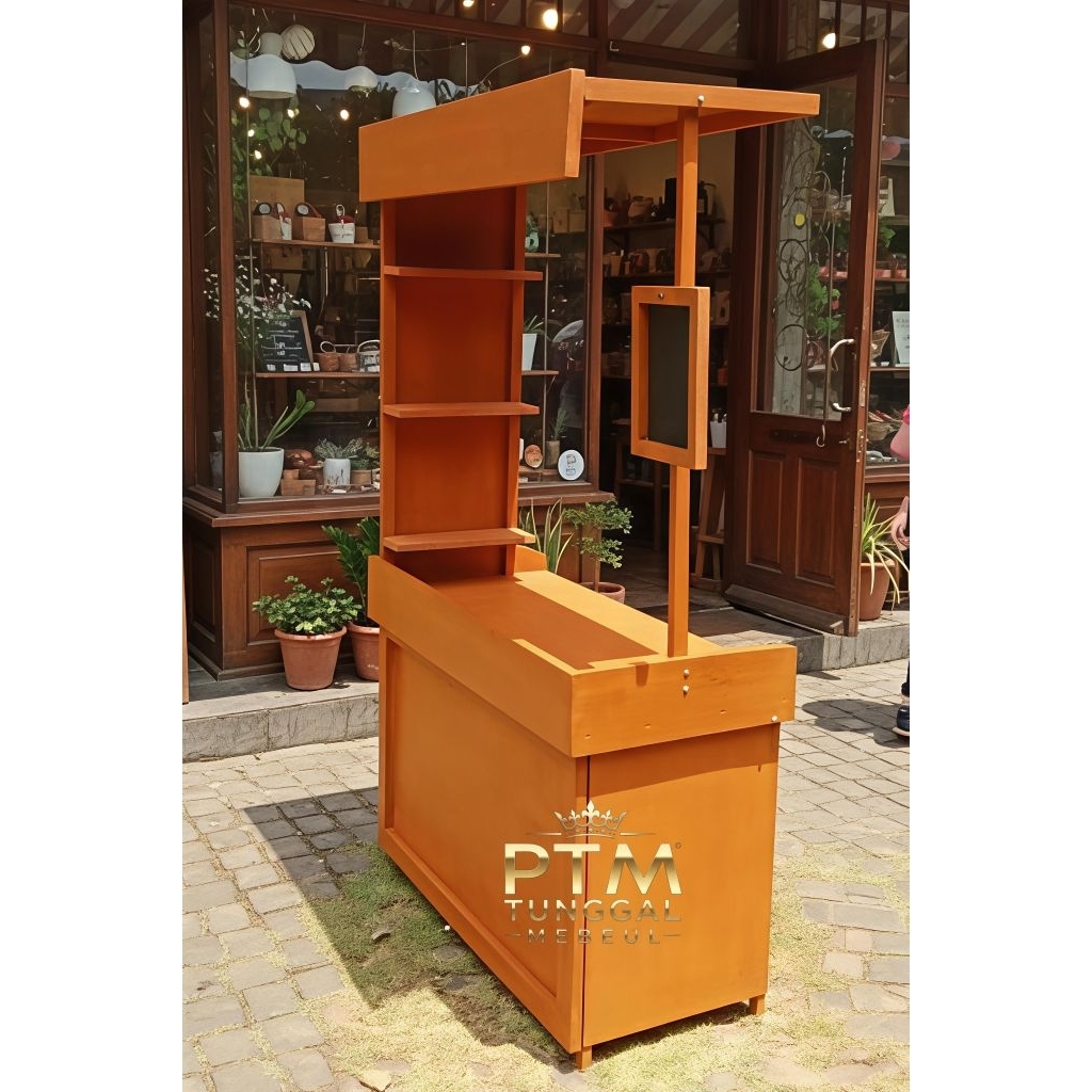 booth lipat portable atap/ gerobak jualan/bongkar pasang/ booth kayu/ meja lipat murah, booth dimsun