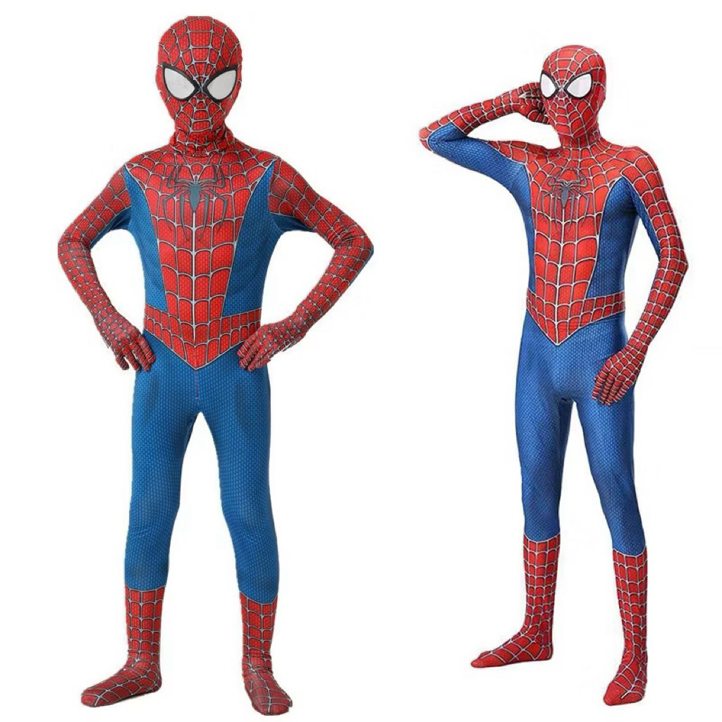 READY Kostum Spiderman Merah Hitam Baju Cosplay Superhero Anak Dan Dewasa + Topeng
