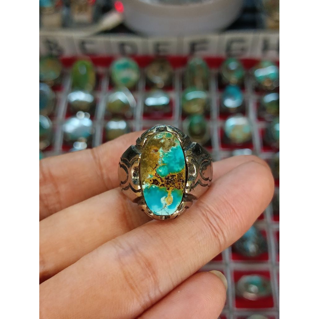 pirus Persia biru tosca serat emas