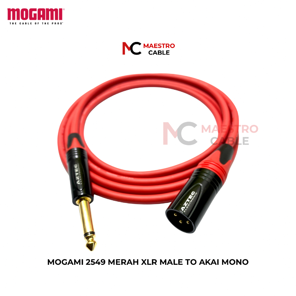 Kabel Mogami Gold XLR Male to Akai Mono Aztec 6.35 Mogami 2549 Merah Edition Original Japan