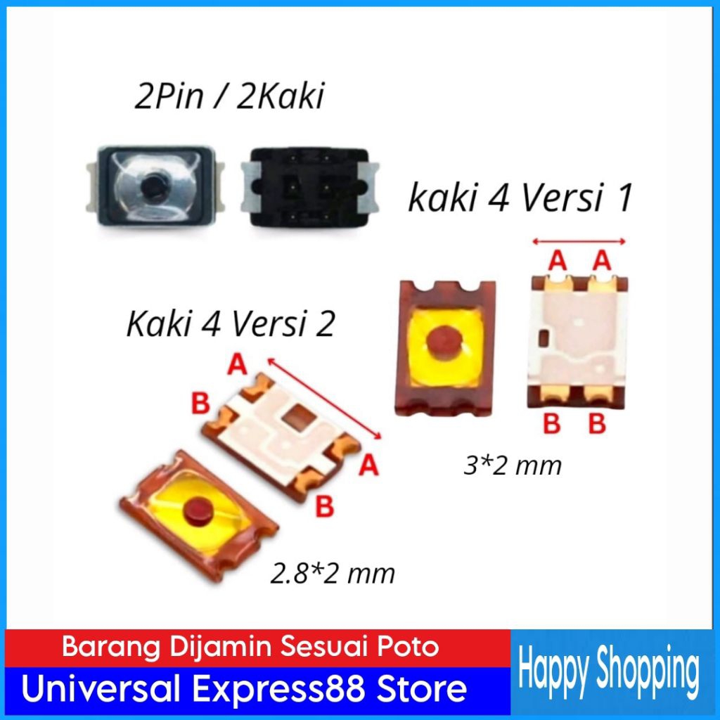 Tombol Switch Power Volume Kaki 2 Kaki 4 / Switch On Off Button