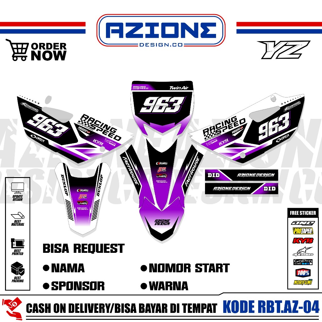 Stiker Decal Yamaha YZ 85 Full Body Custom Design - New Striping YZ 85 NEW KX85 GTX85 BEBEK MODIF Mo