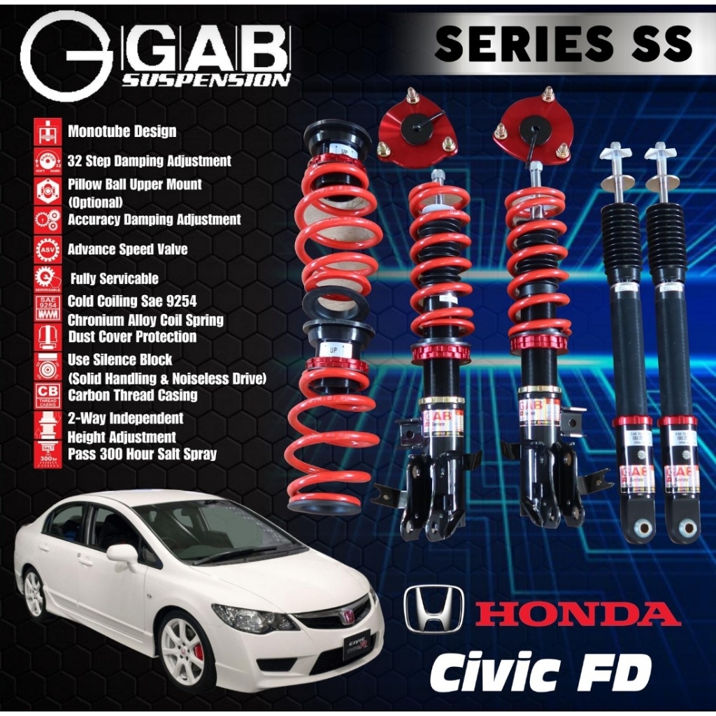 SHOCKBREAKER SUSPENSI COILOVER GAB SS SERIES HONDA CIVIC FD FD1 ORIGINAL KUAT