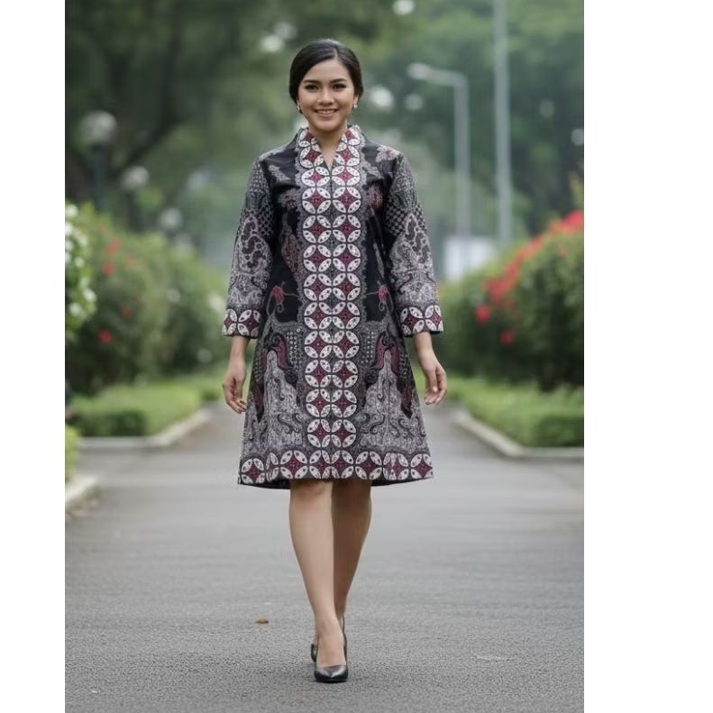 Baju Atasan Wanita Terbaru Tunik Batik Kekinian Model Elegan Mewah Dengan Bahan Katun Premium Dan Su