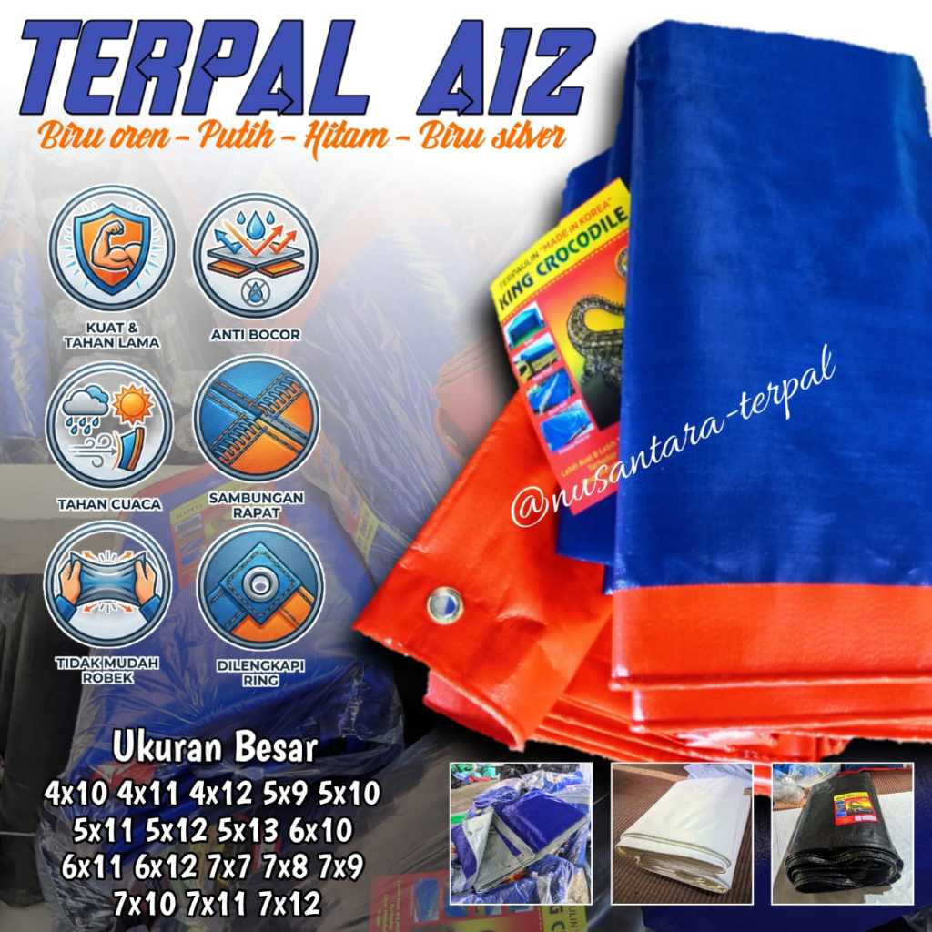 Terpal A12 korea premium - ukuran besar lengkap 4x10-7x12 | kuat, anti robek, tahan cuaca