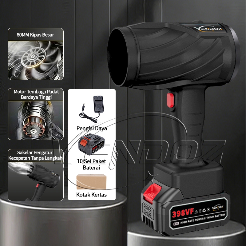 Vendoz Cordless Mesin Blower Mini Portable Jet Fan Turbo Blower Angin Blower Baterai Angin Kencang