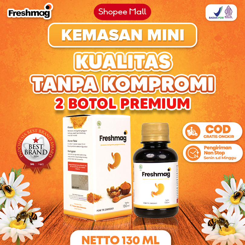 2 Botol Freshmag 130 ml Kombinasi Madu dan Bahan Herbal Berkhasiat Bantu Turunkan Asam Lambung/Gerd