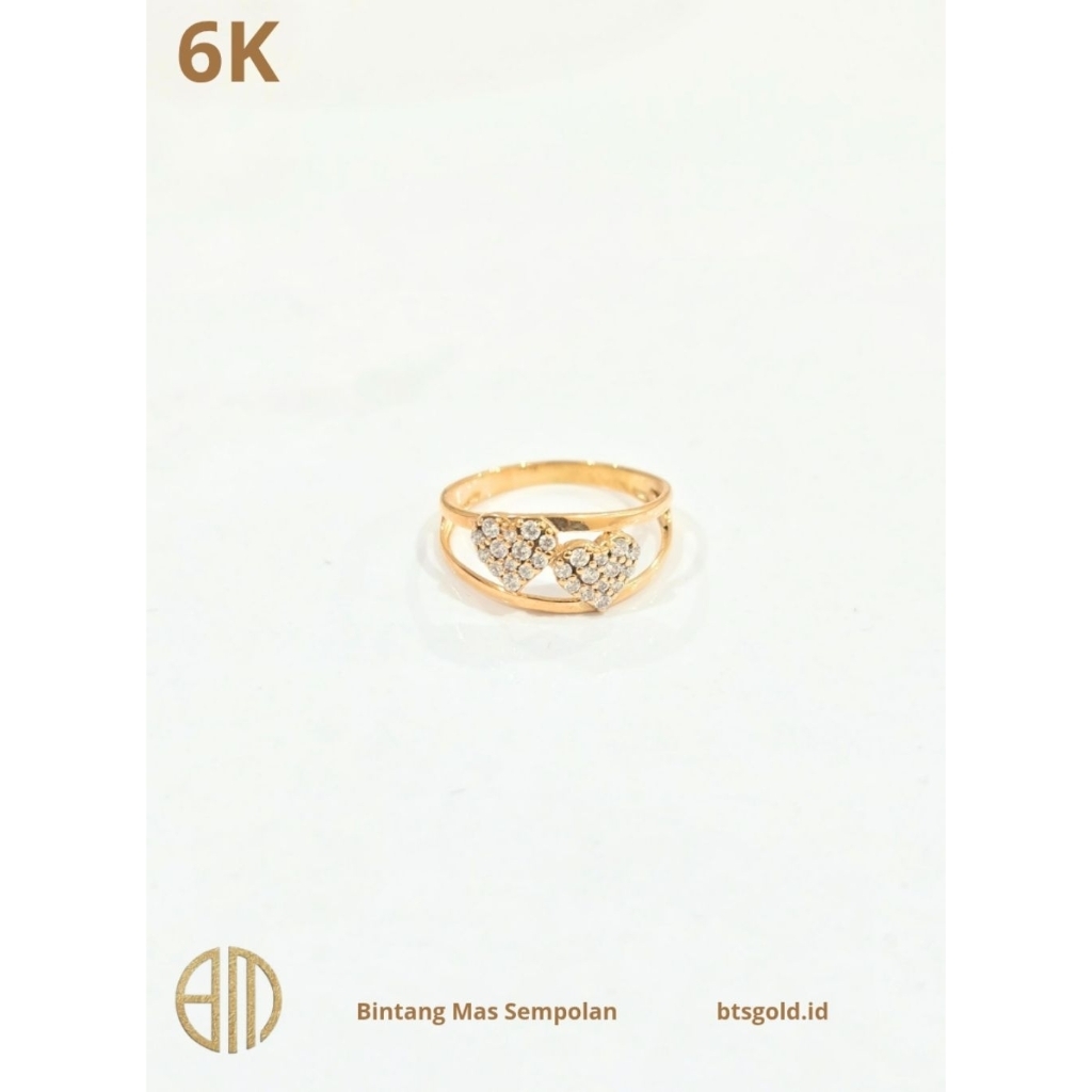 Cincin Love 2 Permata Putih Emas Asli