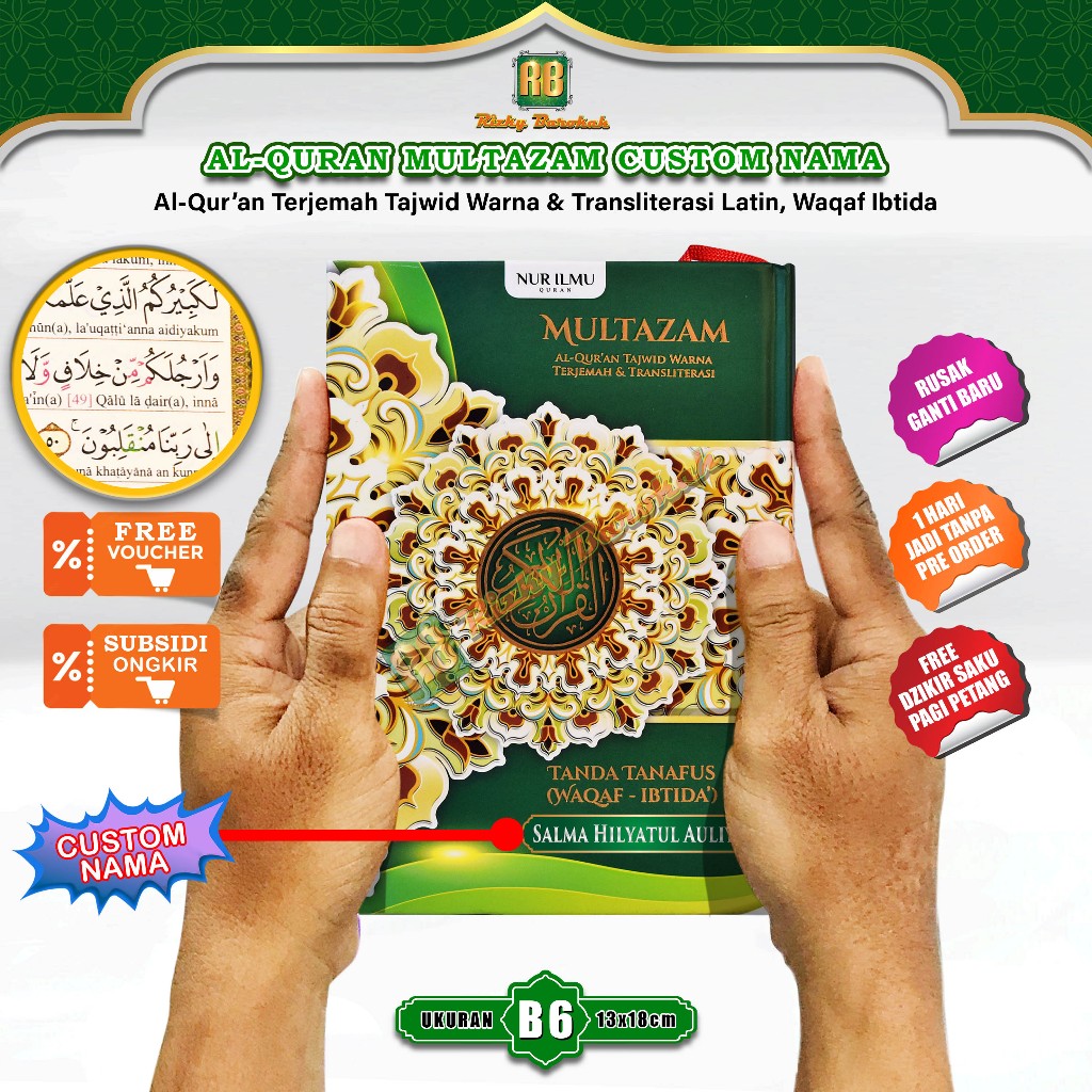 Al Quran Terjemahan Transliterasi Latin Per Ayat dan Tajwid Warna Alquran Multazam Custom Nama Ukura