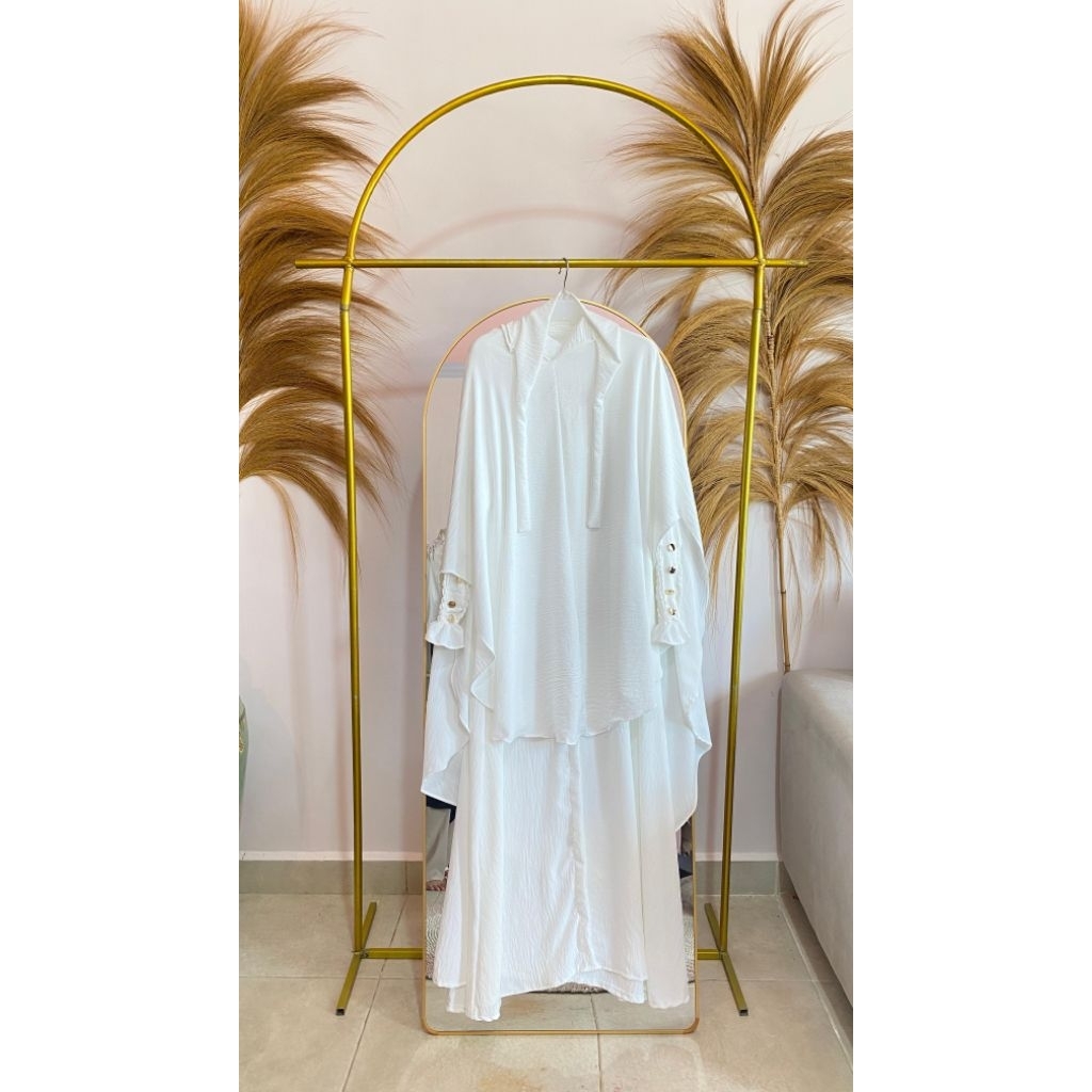 RIA GALLERY abaya putih/dress putih bahan crinkle premium