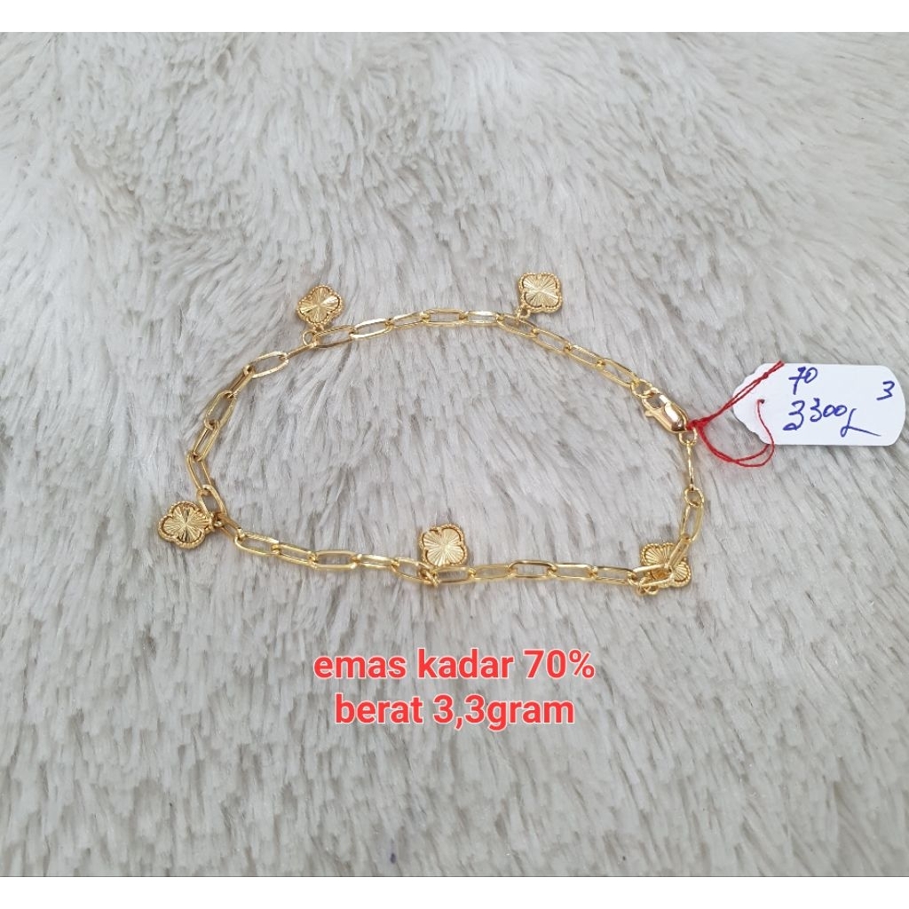 gelang 5bunga ukir emas kadar 70% berat 3,3gram