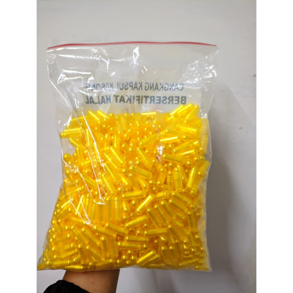Cangkang Capsule Kosong Warna Kuning Metalik Ukuran 0 Isi 1000 Pcs Kapsul Kesehatan apsul Kosong No.