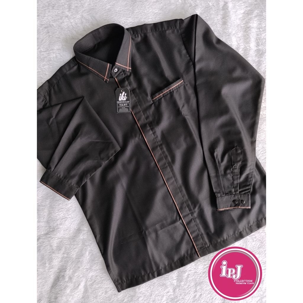 Hem lengan panjang/kemeja pria/kemeja hitam/baju lengan panjang pria
