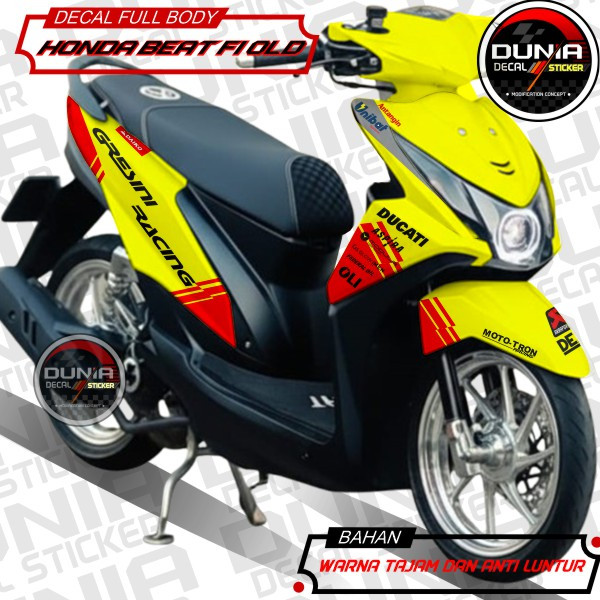 Decal Beat FI Old Stiker full body Honda Beat 2013 - 2015 sticker motor Beat FI motif Gressini Racin