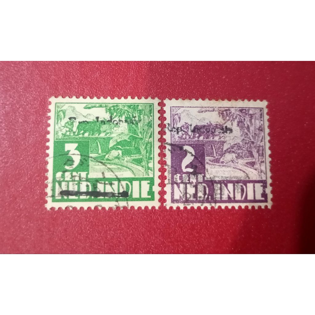 PRANGKO NED INDIE 2 KEPING CETAK TINDIH REP. INDONESIA