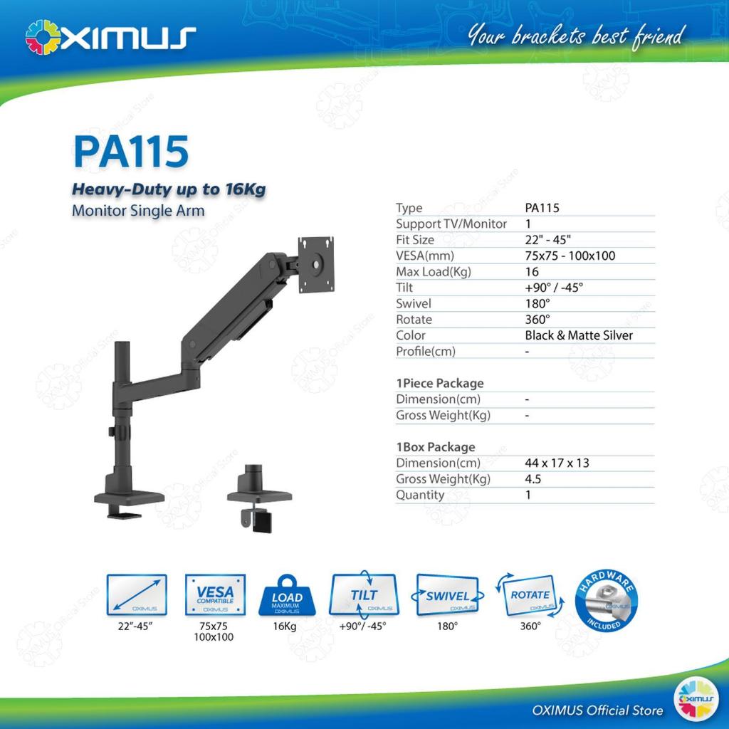 OXIMUS PA115 Black Desk Clamp Heavy Duty Economis Bracket PA 115