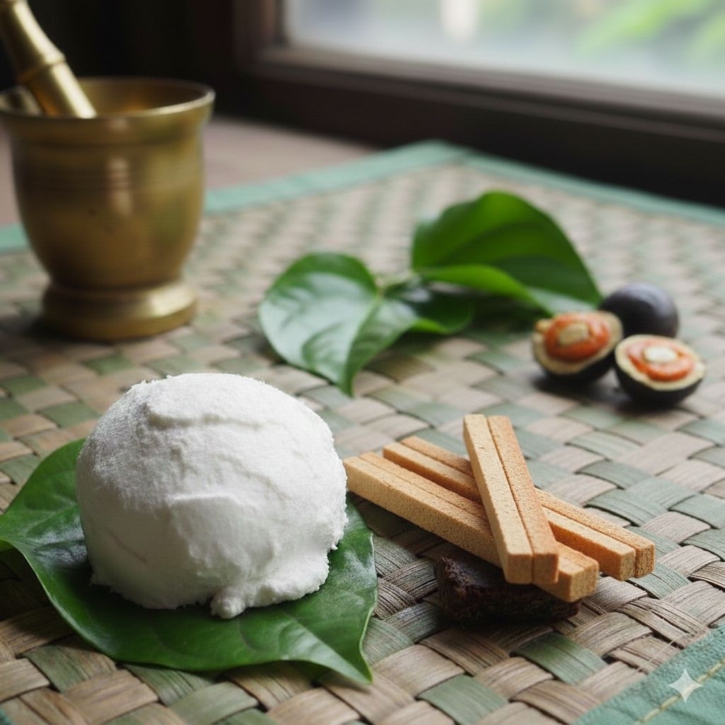 paket nginang, Gambir Palembang, Kapur Sirih Basah Dan Daun Sirih