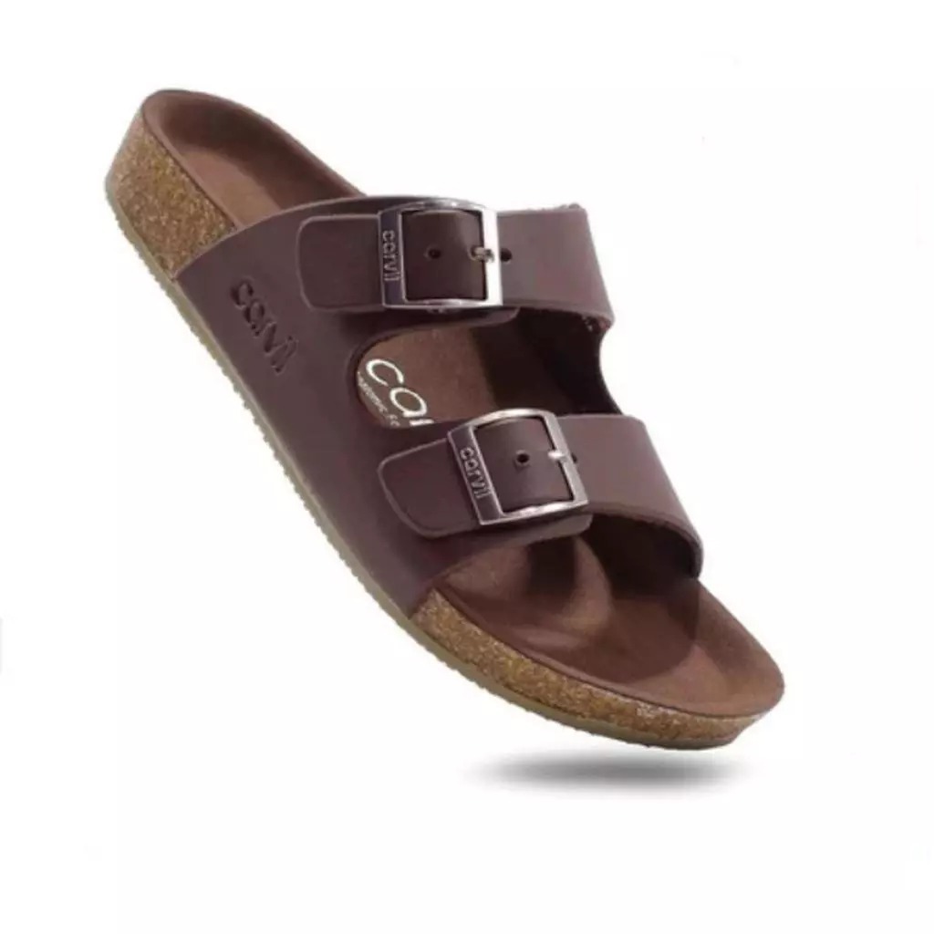 SANDAL CARVIL SLOP BENZO-02 HITAM COKELAT SIZE 38-44/SANDAL KULIT PRIA KEKINIAN