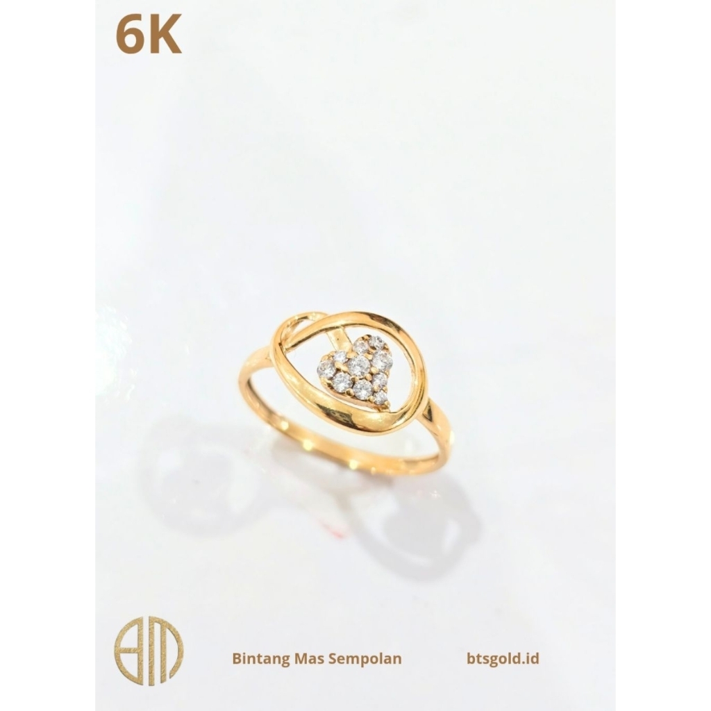 Cincin Love Permata Putih Emas Asli