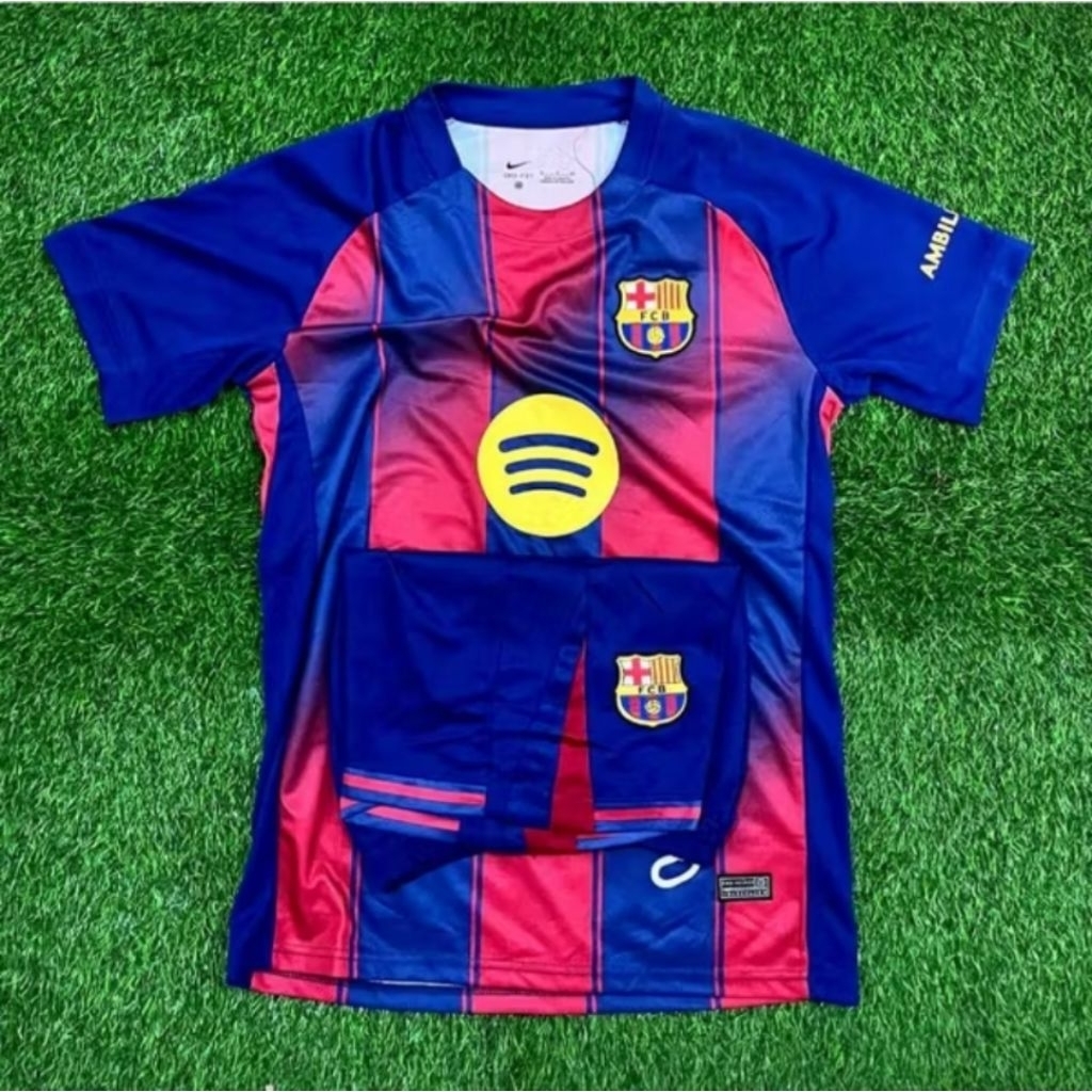 Stelan Setelan Jersey Kaos Baju Sepak Bola Barca Barka Barce Barcelona Home Away 3rd Third Merah Bir