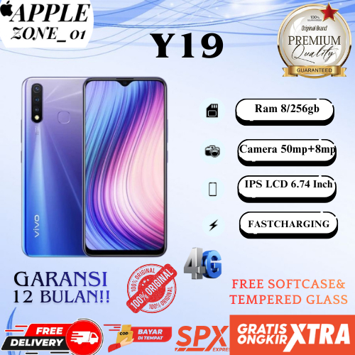 HP VIVO Y19 RAM 8/256GB 4G LTE ALL DUAL SIM FULLSET GARANSI 1 TAHUN