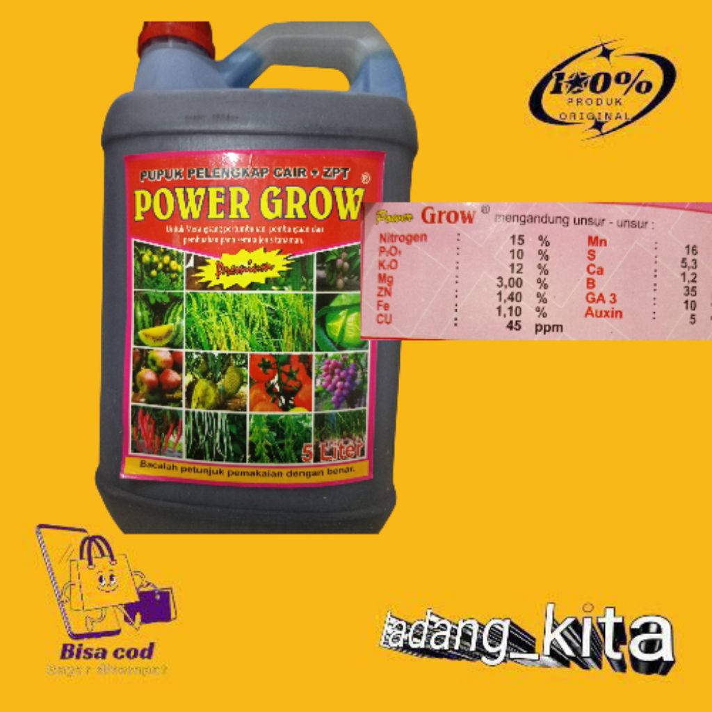 pupuk pelengkap cair POWER GROW +ZPT 5 liter