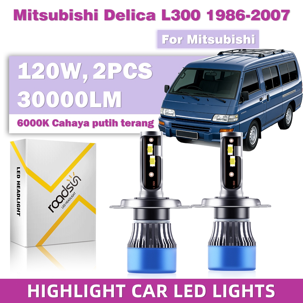 Lampu Depan Mobil LED ROADSUN H4, [Cocok untuk Mitsubishi Delica L300 1986-2007]