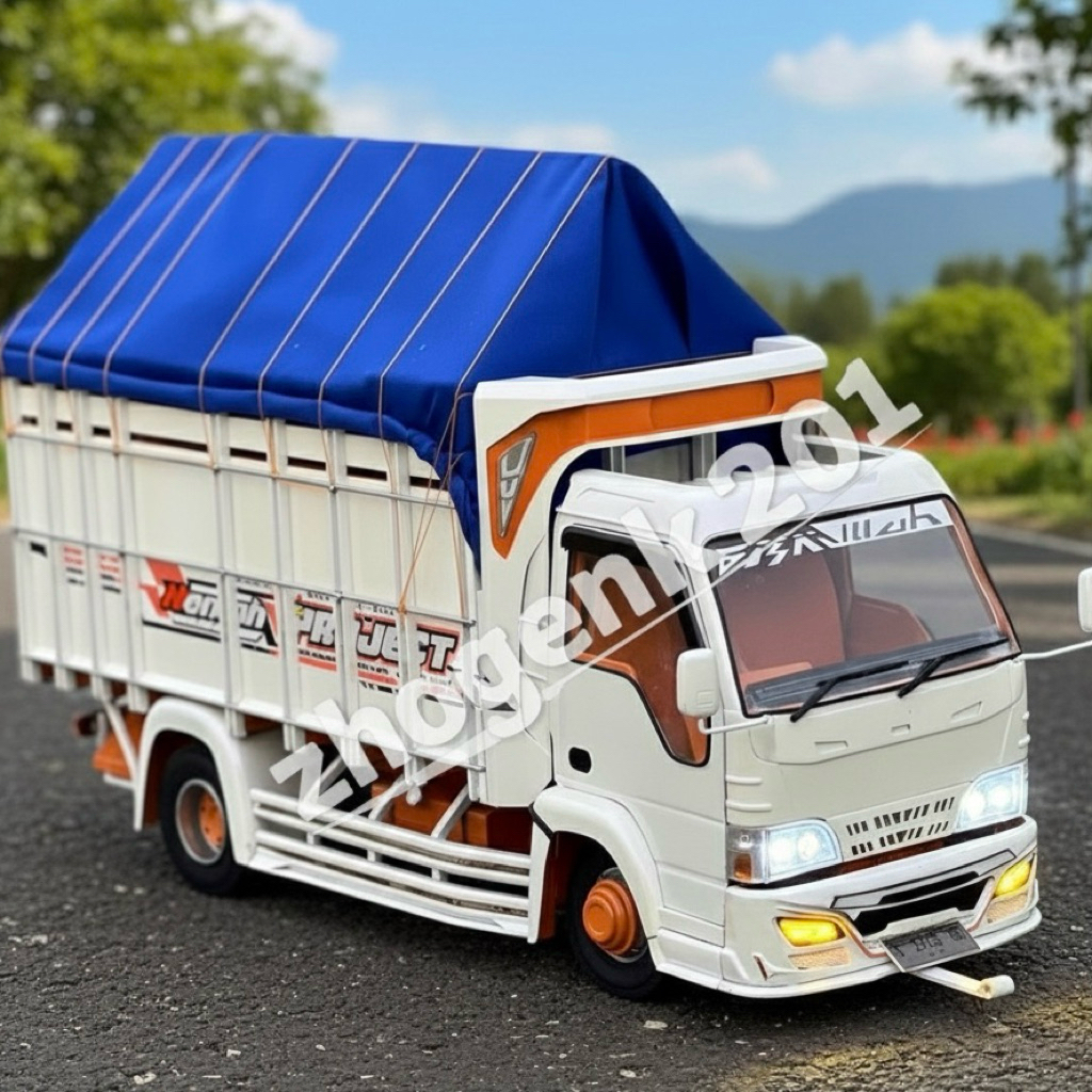 PROMO Miniatur TRUK OLENG Full Variasi Lampu Terpal Dari Kayu Asli - Mainan Anak Truk Oleng Non Rc P