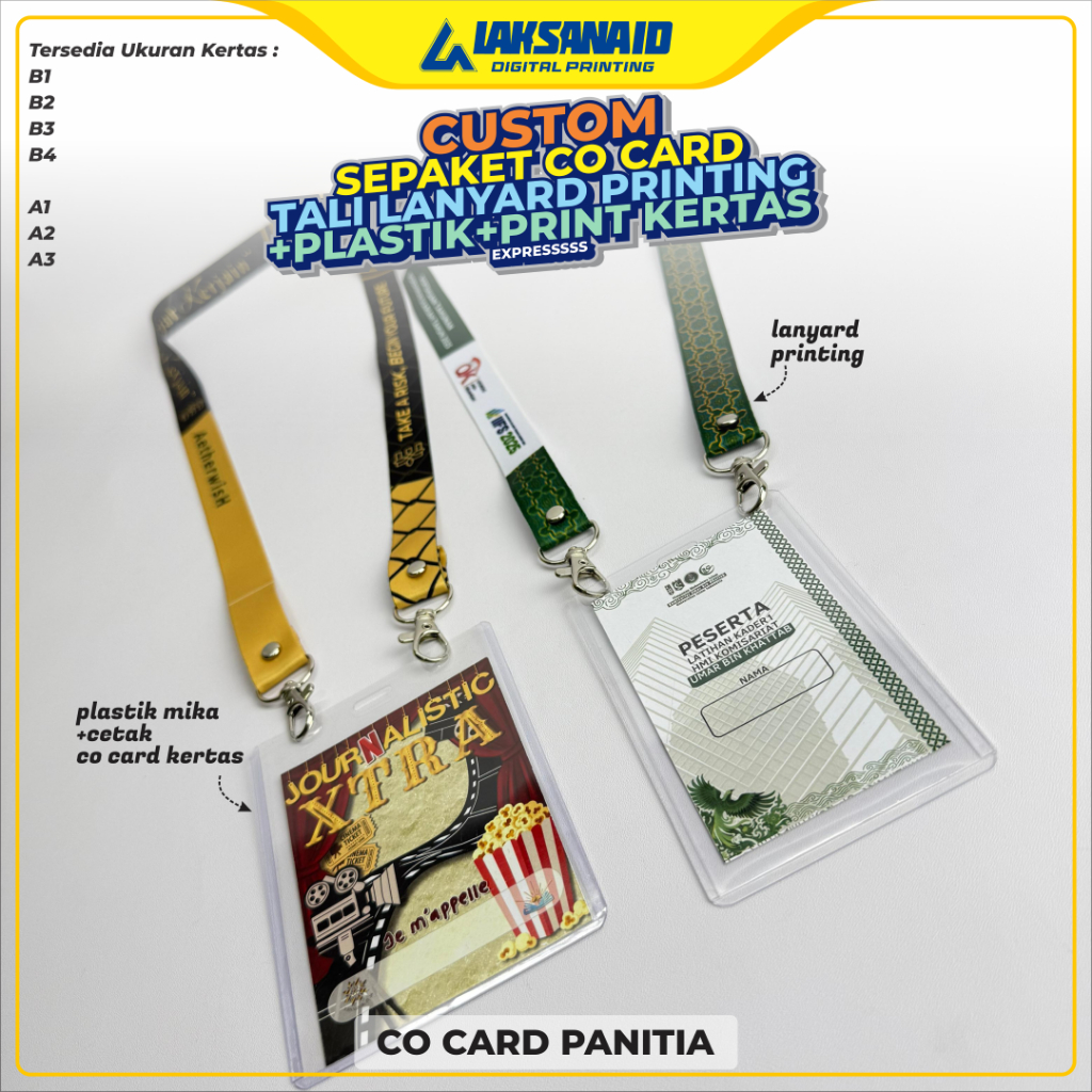 CETAK CO CARD/ ID CARD PANITIA CREW TALI LANYARD PRINTING B1 B2 B3 B4 A1 A2 A3